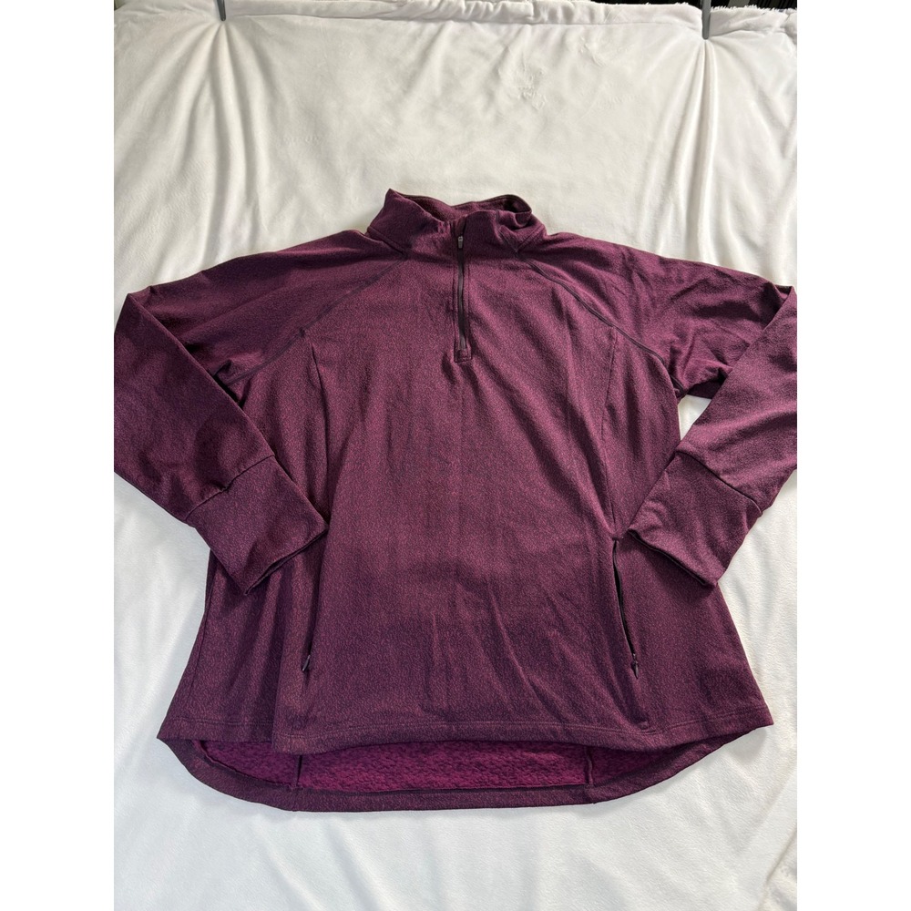 Avia Women Purple Heathered Quarter Zip Fleece Pullover 3XL Thumbhole Pockets